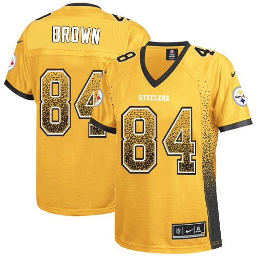 Women's Limited Antonio Brown Nike Jersey Gold - #84 Drift Fashion NFL Pittsburgh Steelers